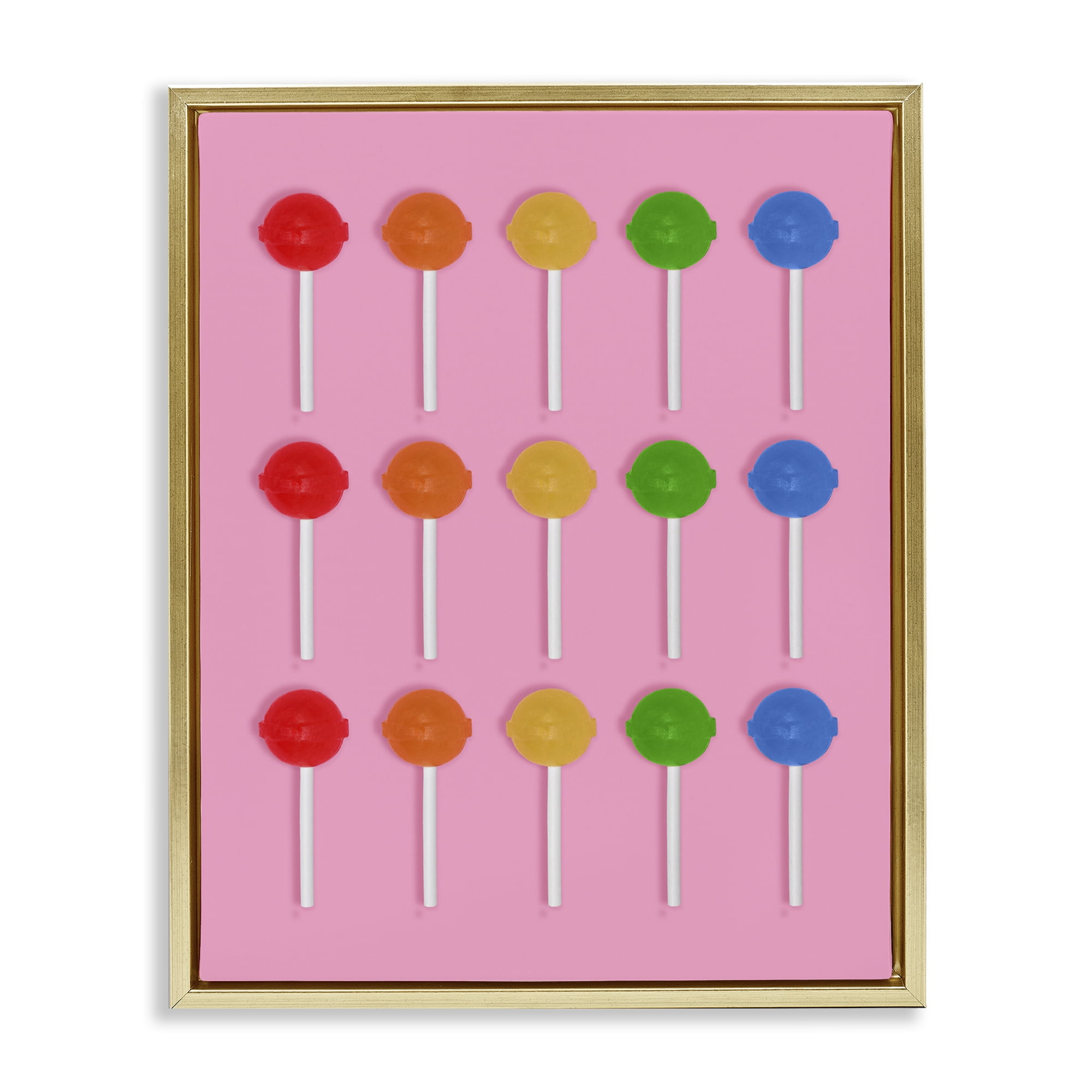 Stupell Industries Colorful Lollipop Grid Gold Framed Floater Canvas Wall Art, design by LISH Creative