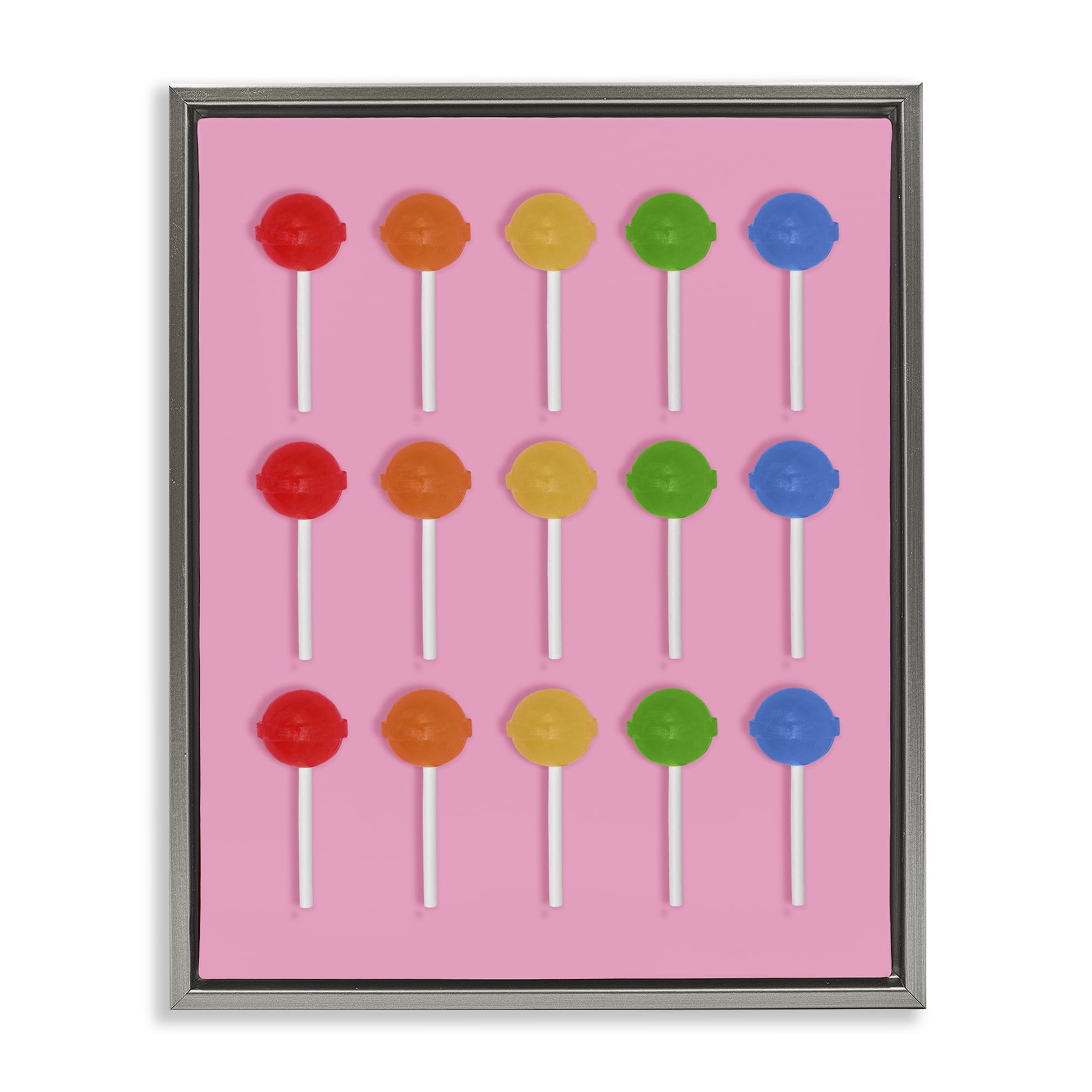 Stupell Industries Colorful Lollipop Grid Gray Framed Floater Canvas Wall Art, design by LISH Creative