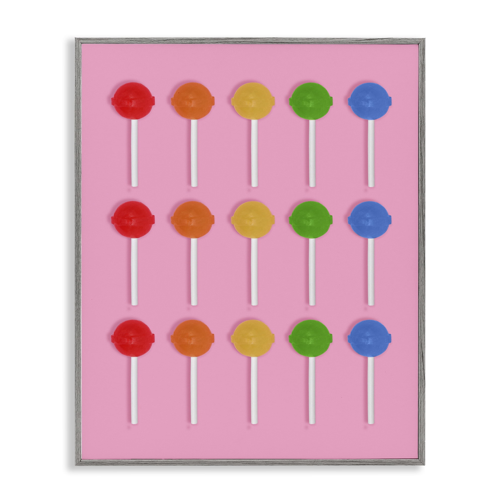 Stupell Industries Colorful Lollipop Grid Gray Framed Giclee Art, design by LISH Creative