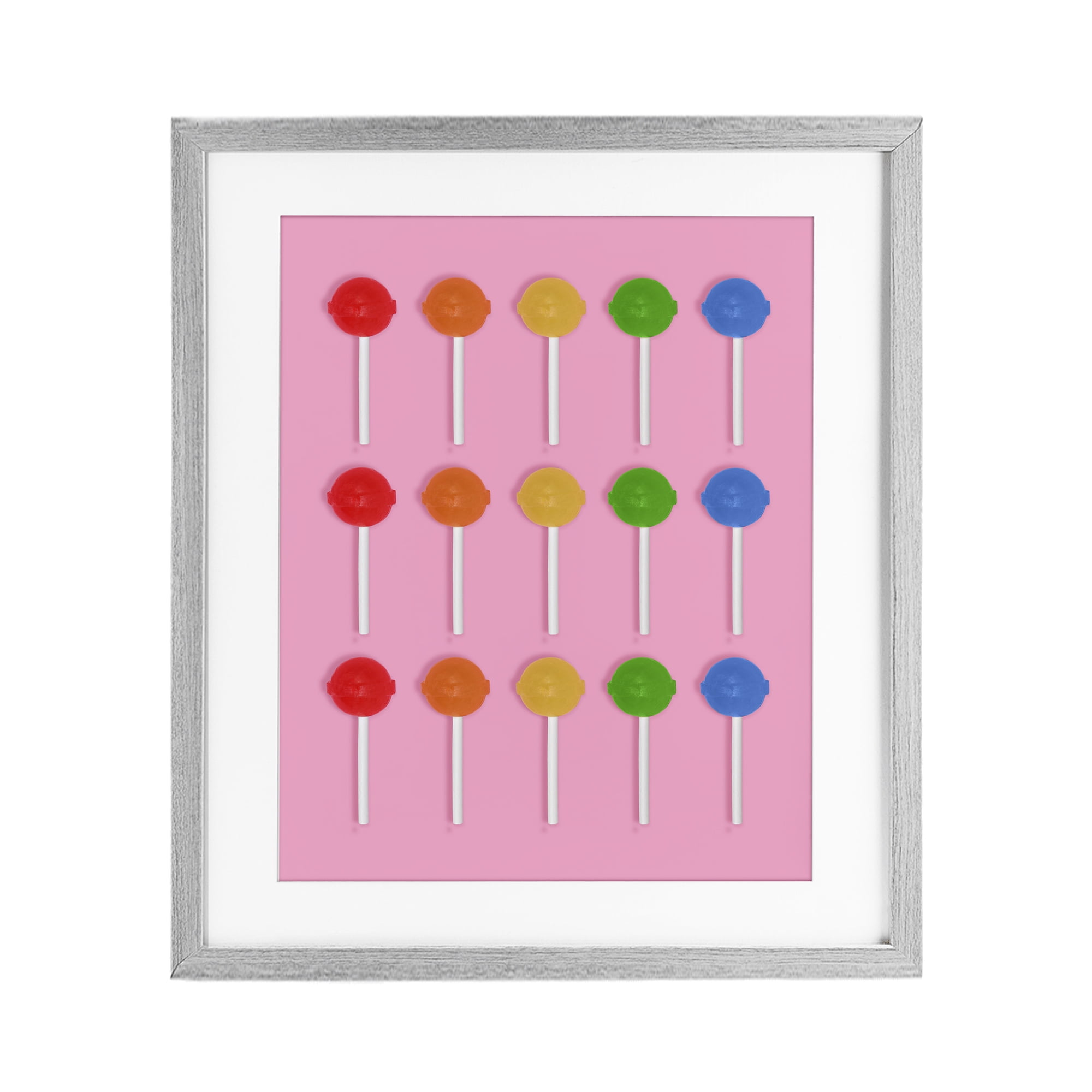 Stupell Industries Colorful Lollipop Grid Gray Framed Print Under Glass, design by LISH Creative