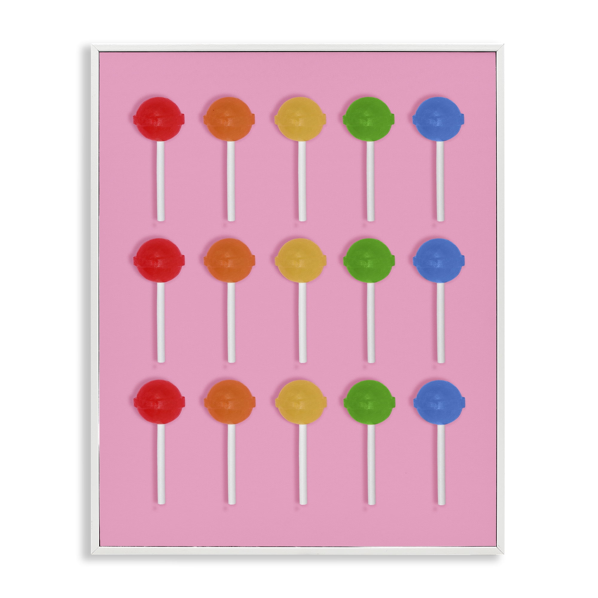 Stupell Industries Colorful Lollipop Grid White Framed Giclee Art, design by LISH Creative