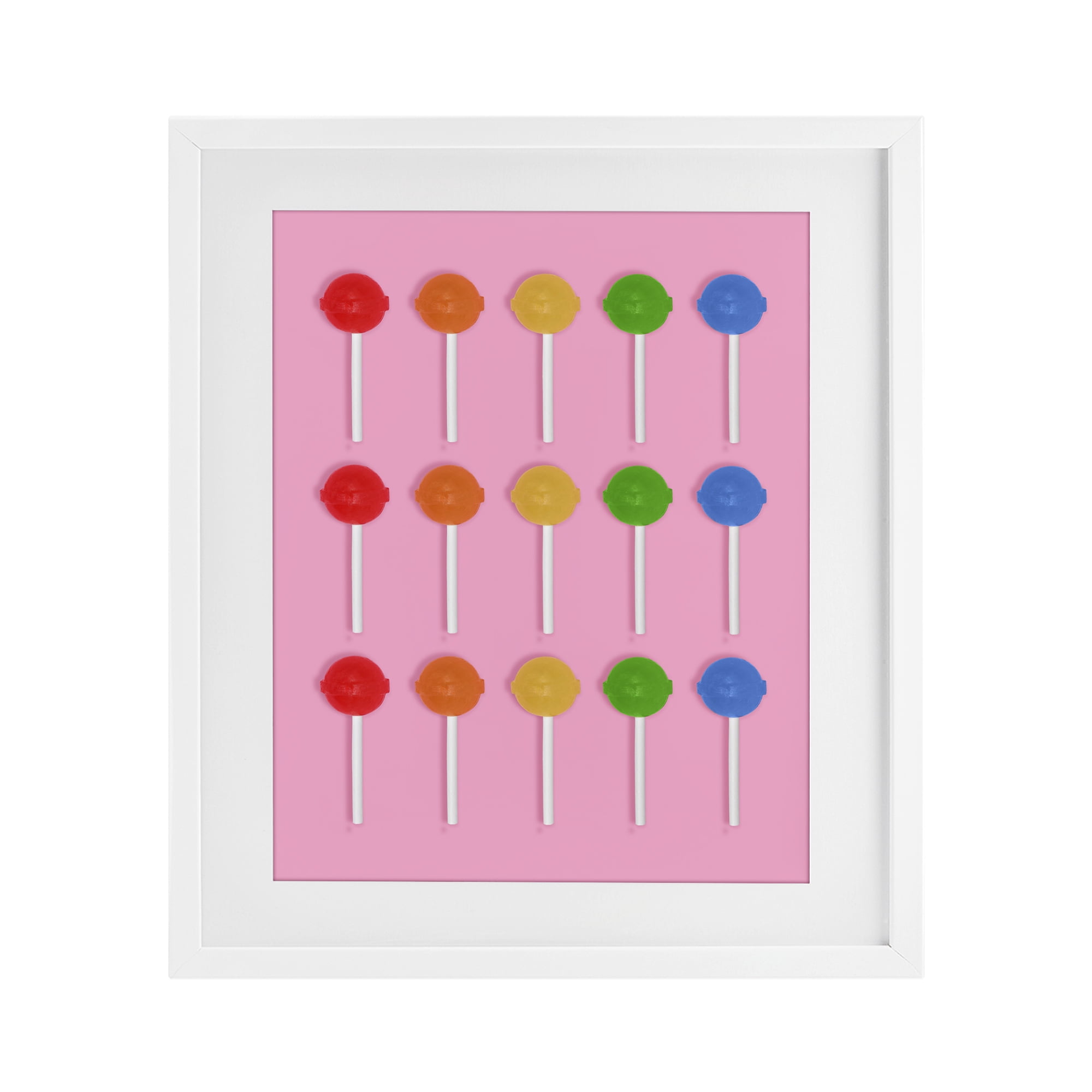 Stupell Industries Colorful Lollipop Grid White Framed Print Under Glass, design by LISH Creative