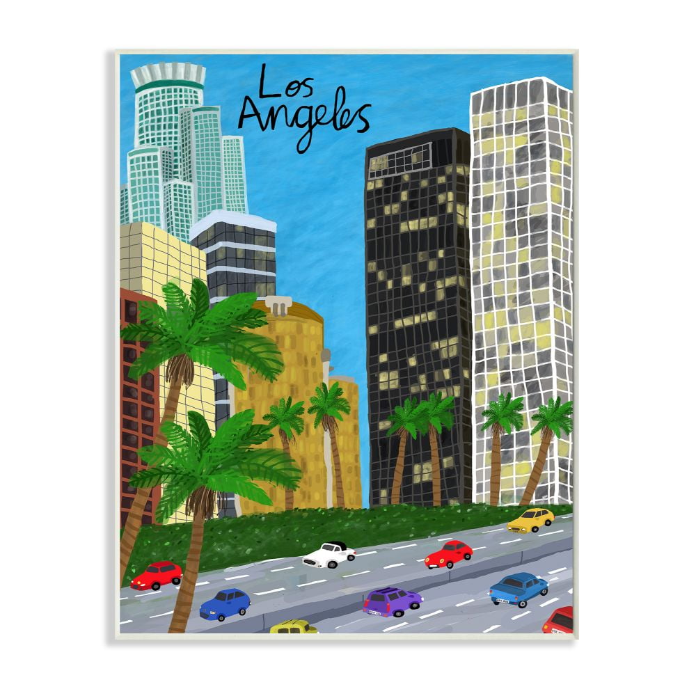 Colorful Los Angeles Architecture MDF Wood Wall Plaque