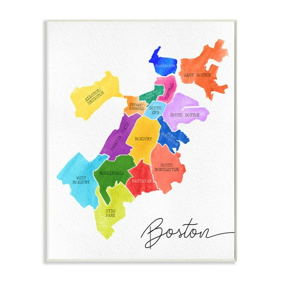 Stupell Industries Colorful Map of Boston Massachusetts by Neighborhood Designed by Daphne Polselli