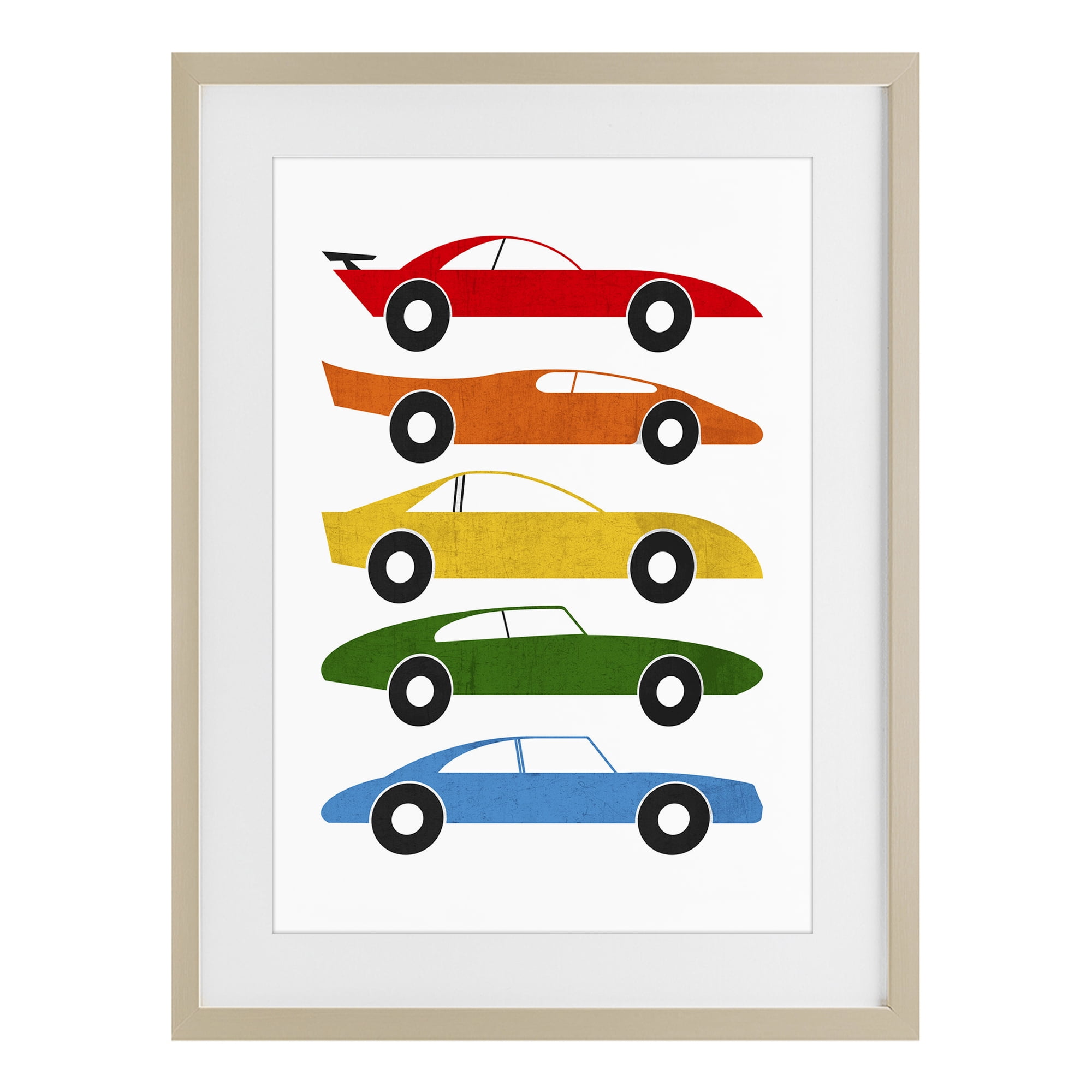 Stupell Industries Colorful Midcentury Cars Birch Framed Print Under Glass, design by Tom Quartermaine