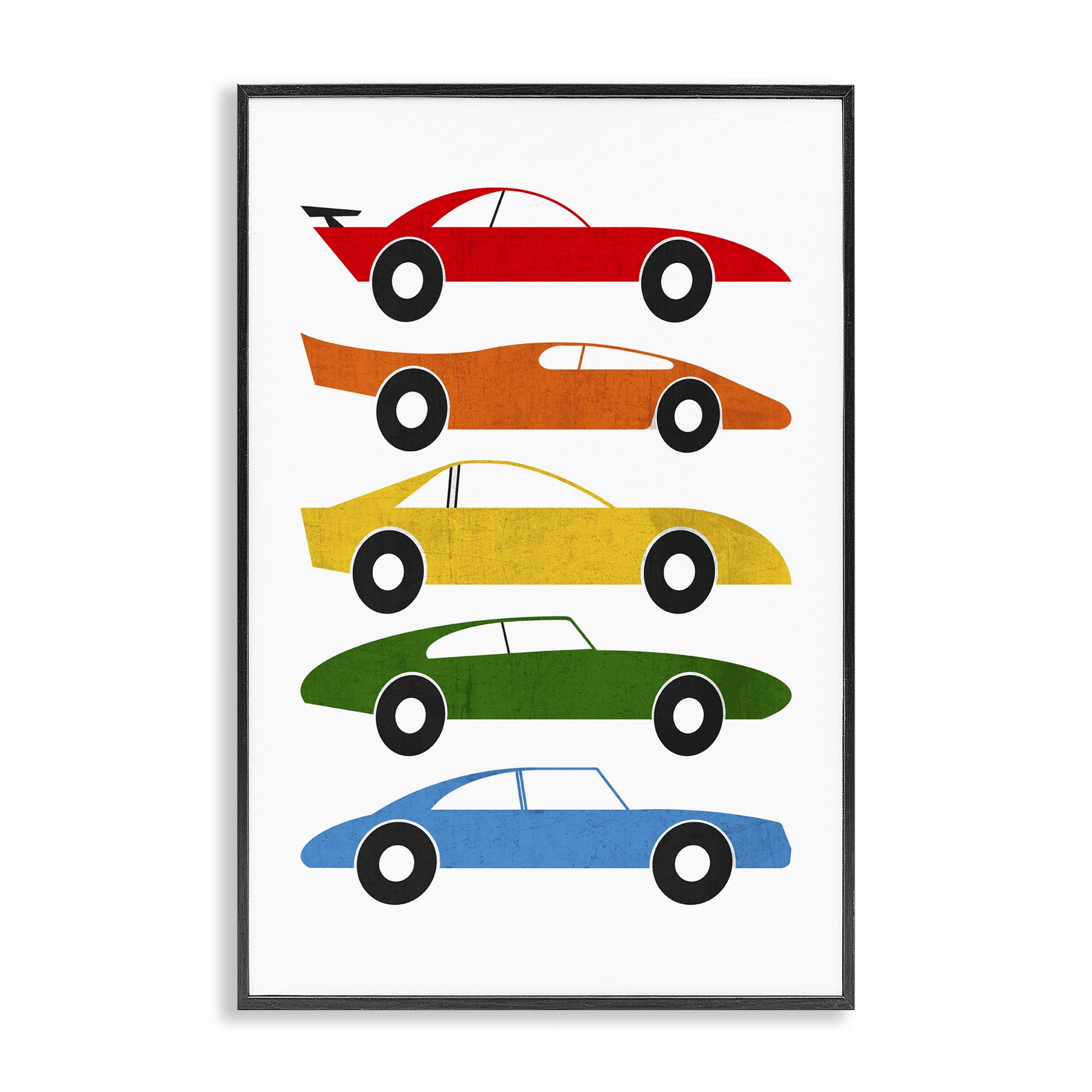 Stupell Industries Colorful Midcentury Cars Black Framed Giclee Art, design by Tom Quartermaine