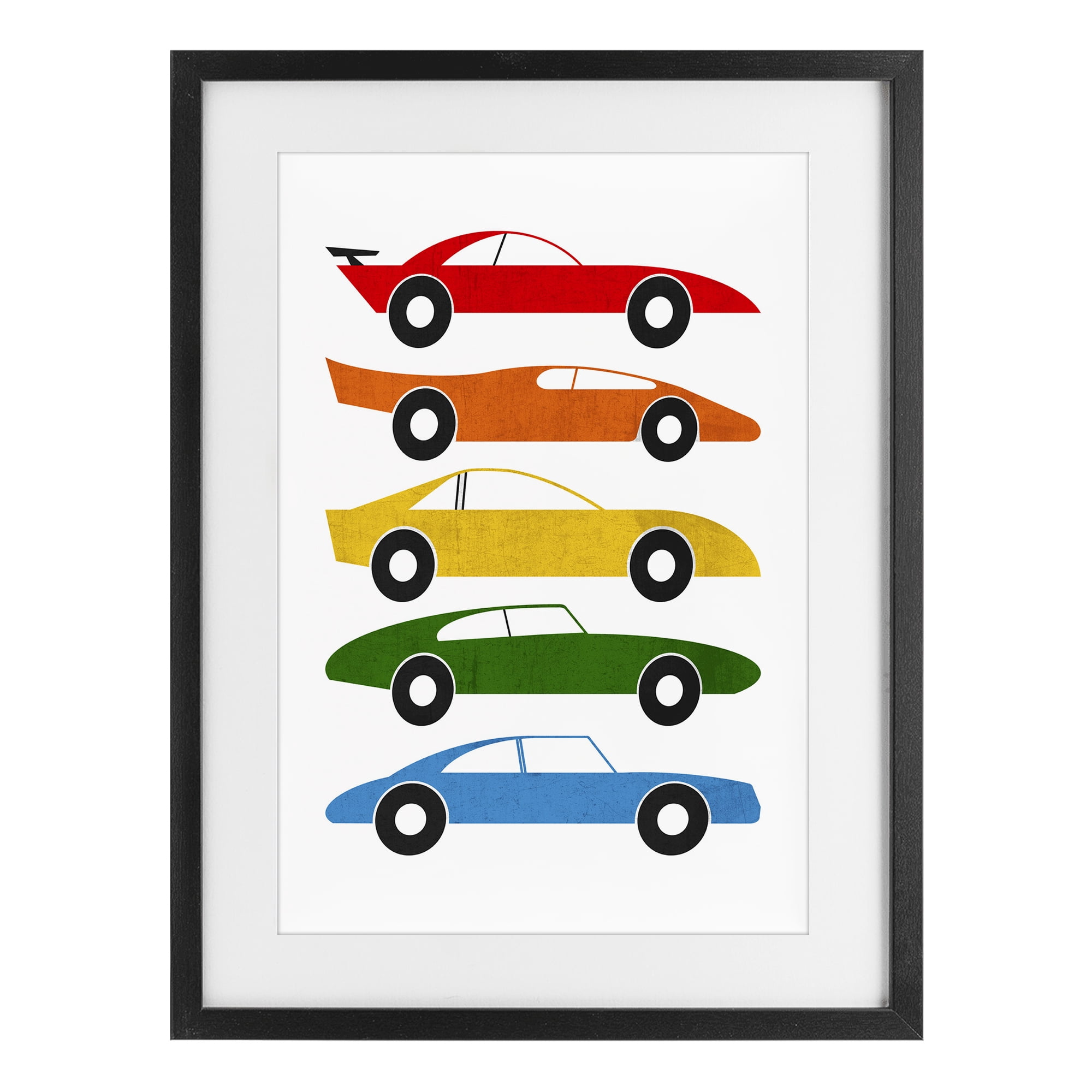 Stupell Industries Colorful Midcentury Cars Black Framed Print Under Glass, design by Tom Quartermaine