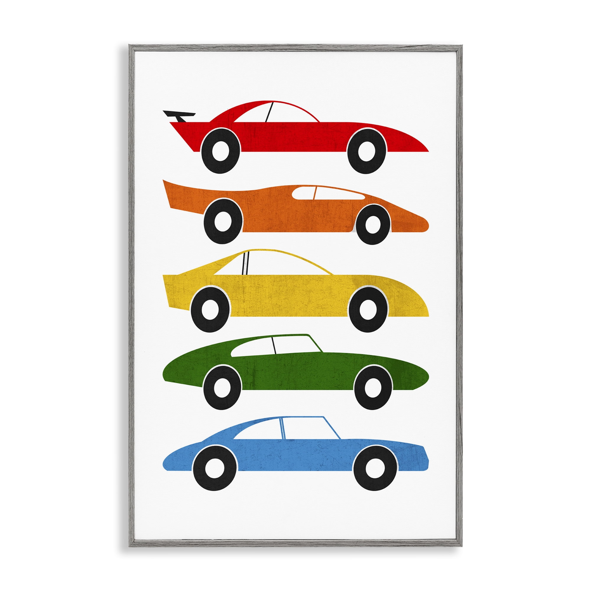 Stupell Industries Colorful Midcentury Cars Gray Framed Giclee Art, design by Tom Quartermaine