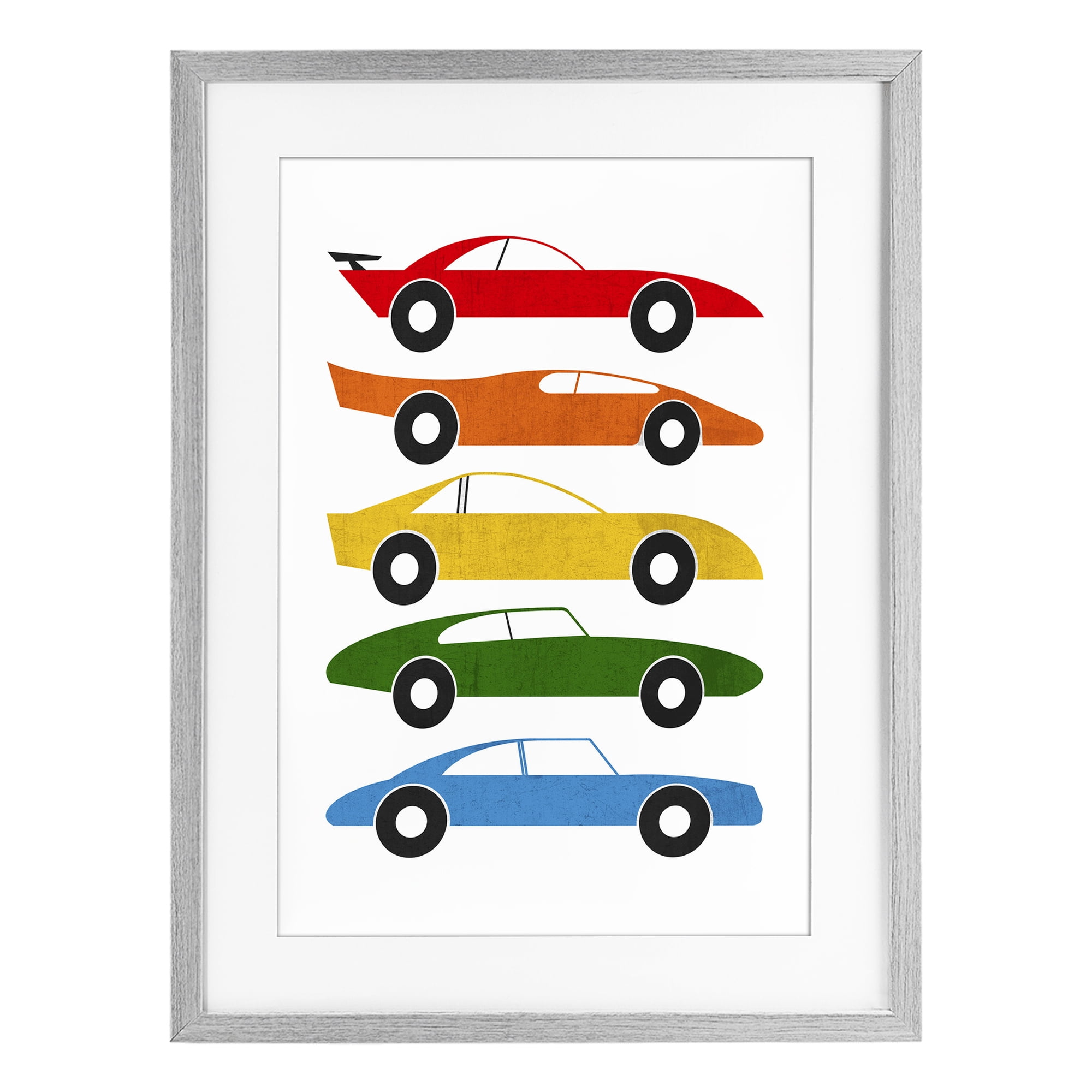 Stupell Industries Colorful Midcentury Cars Gray Framed Print Under Glass, design by Tom Quartermaine