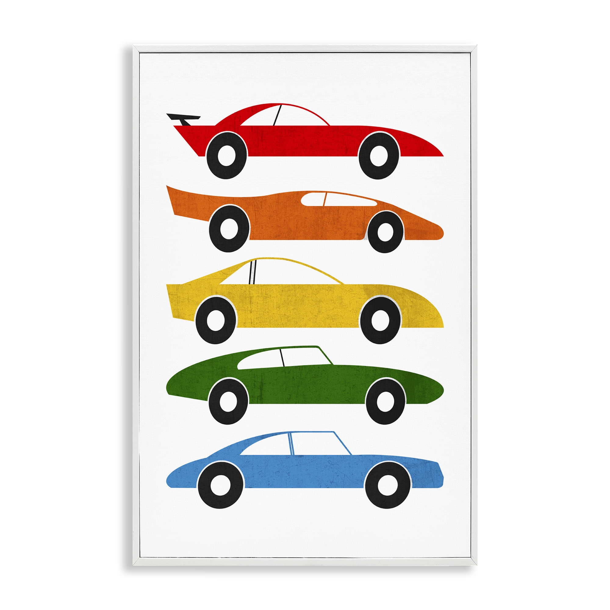 Stupell Industries Colorful Midcentury Cars White Framed Giclee Art, design by Tom Quartermaine