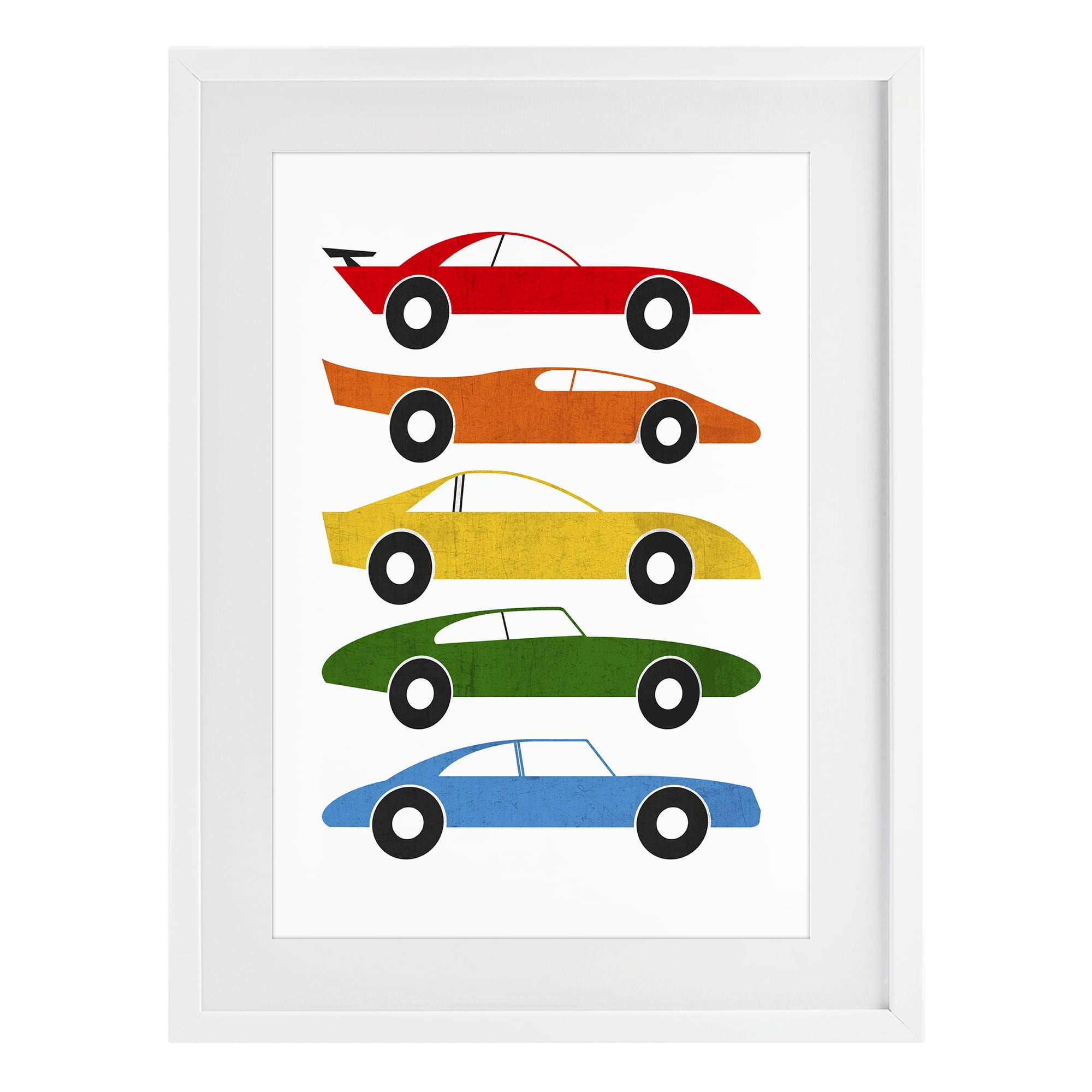 Stupell Industries Colorful Midcentury Cars White Framed Print Under Glass, design by Tom Quartermaine