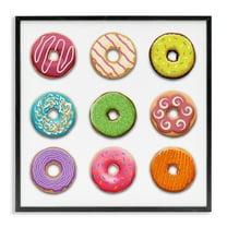 Stupell Industries Colorful Mixed Donuts Food & Beverage Painting Black Framed Art Print Wall Art, 12 x 12