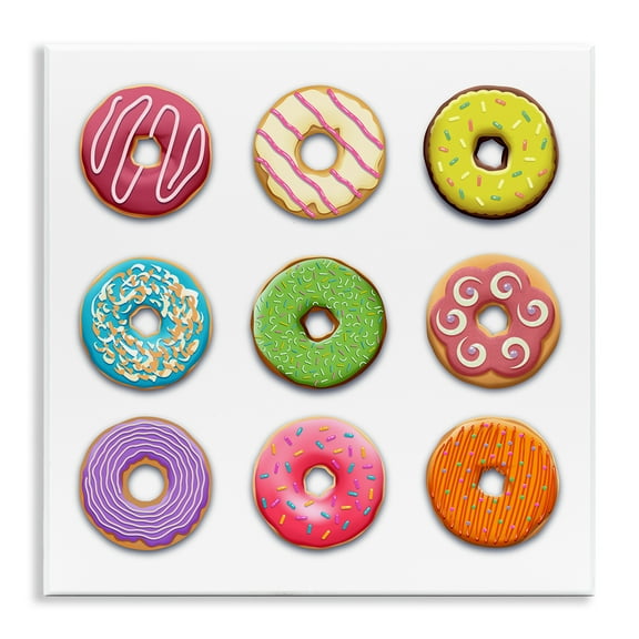 Stupell Industries Colorful Mixed Donuts Food & Beverage Painting Unframed Art Print Wall Art, 12 x 12