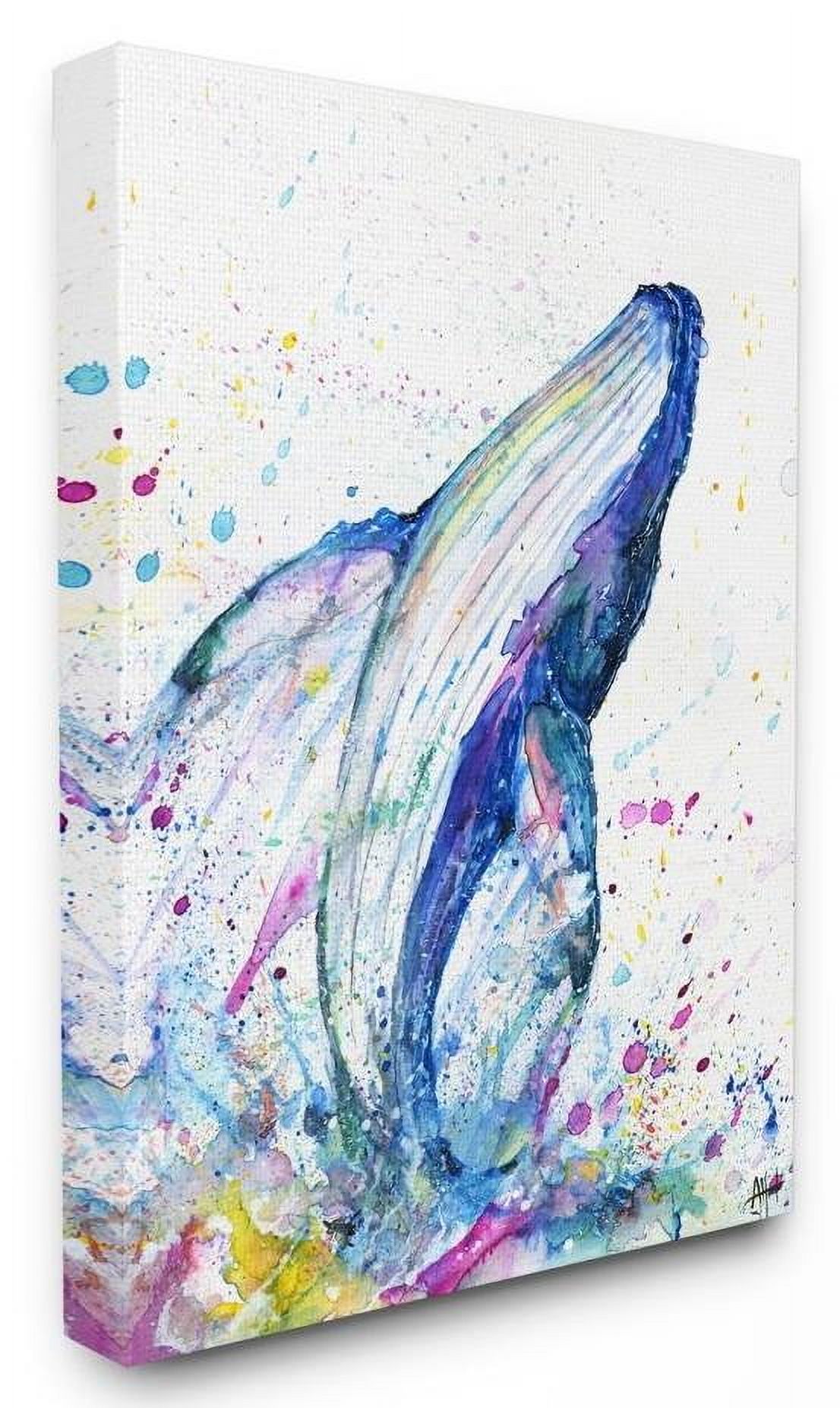 Stupell Industries Colorful Ocean Sea Whale Animal Watercolor Painting Canvas Wall Art by Marc Allante