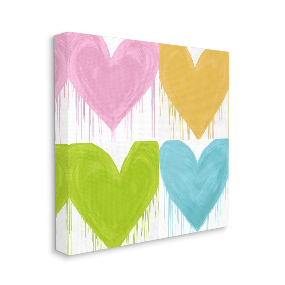 Stupell Industries Colorful Painted Hearts Drip Collage Pink Blue Canvas Wall Art Design by Lindsay Rodgers, 36" x 36"