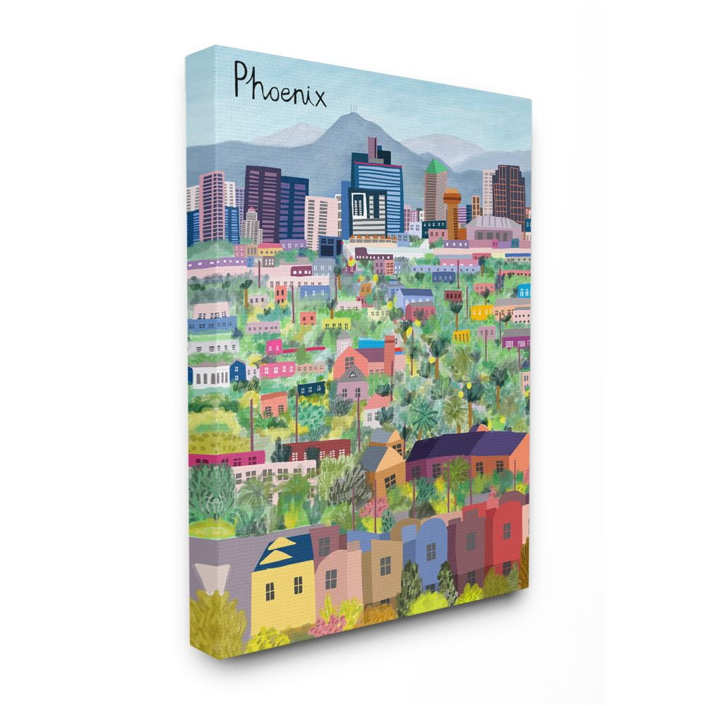 Stupell Industries Colorful Phoenix Arizona City Architectural Skyline Designed by Carla Daly