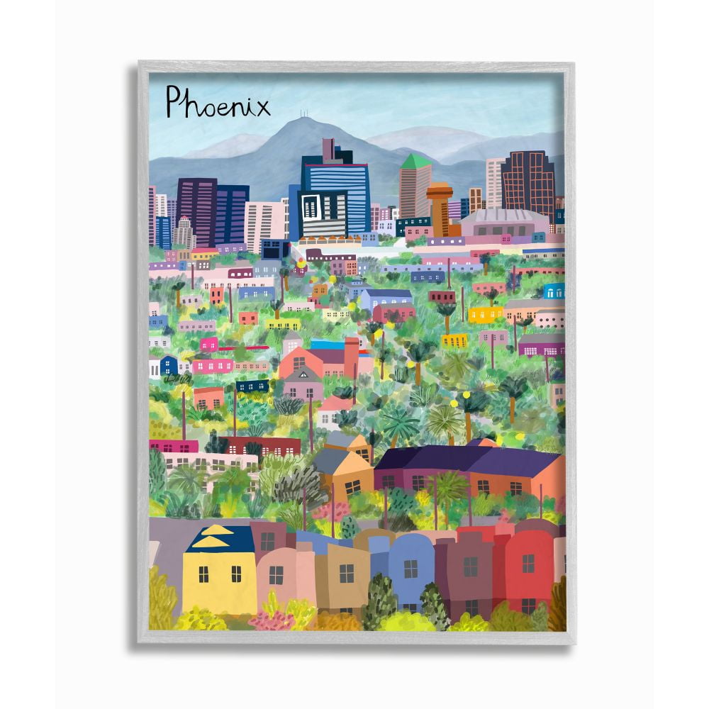 Stupell Industries Colorful Phoenix Arizona City Architectural Skyline Designed by Carla Daly