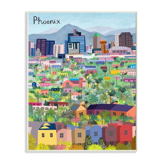 Stupell Industries Colorful Phoenix Arizona City Architectural Skyline Designed by Carla Daly