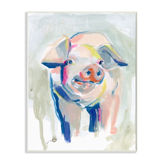 Stupell Industries Colorful Pig Farm Animal Painting Unframed Art Print Wall Art, 10x15, by Jennifer Paxton Parker