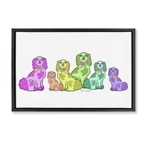 Stupell Industries Colorful Posh Pooches Animals Painting Black Floater Framed Canvas Art Print Wall Art, 25 x 17