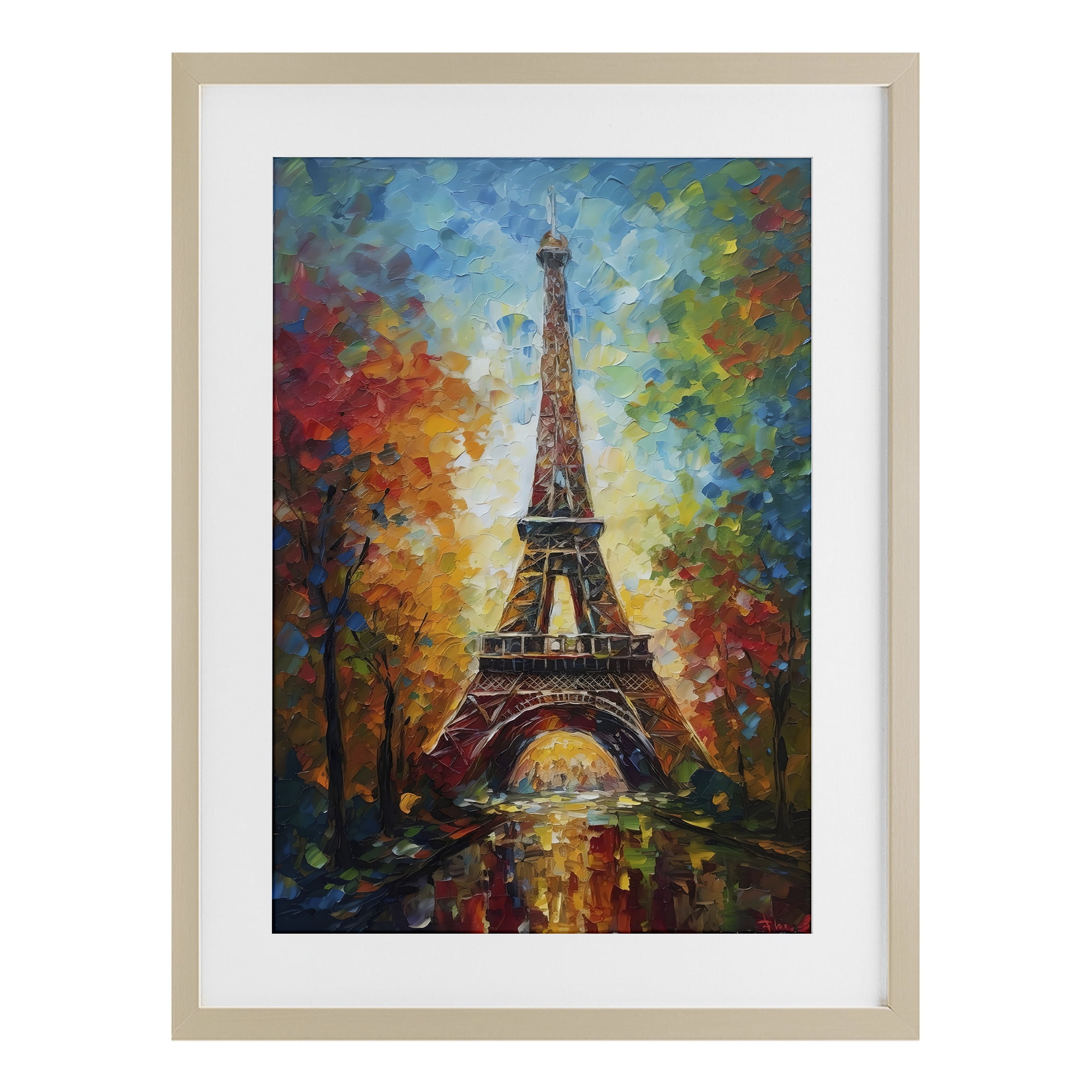 Stupell Industries Colorful Reflection at Eiffel Tower Birch Framed Print Under Glass, design by Creative Studio