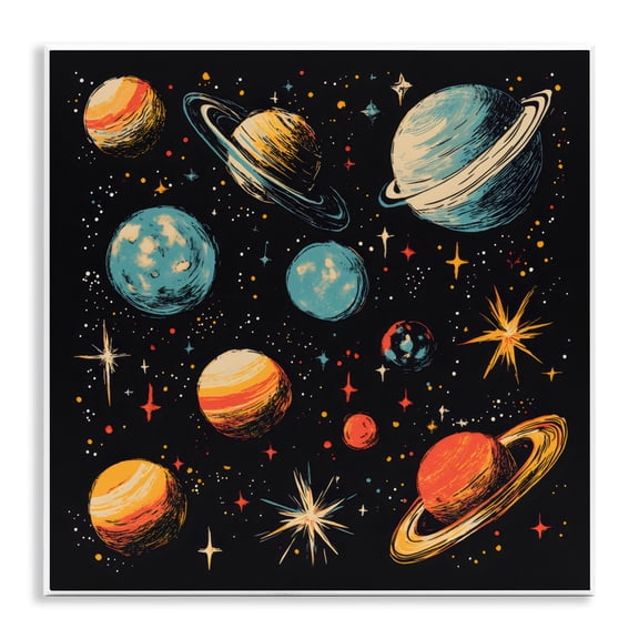 Stupell Industries Colorful Retro Planets Wall Plaque Art, design by Creative Studio