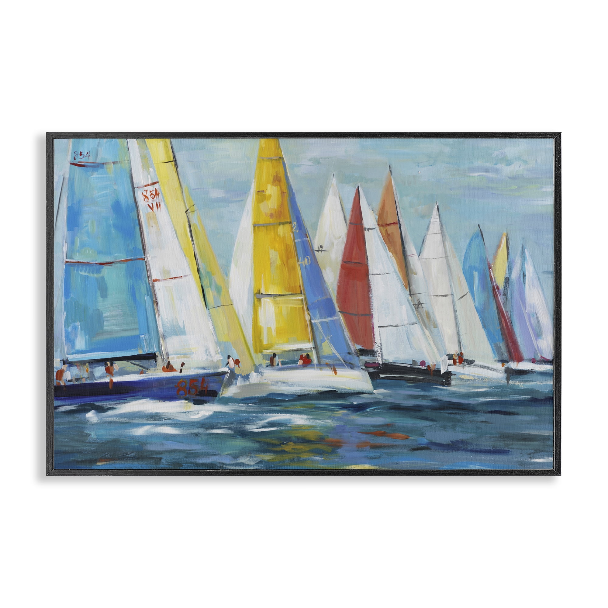 Stupell Industries Colorful Sails Coastal Scene Black Framed Giclee Art, design by Lorenzo Collective