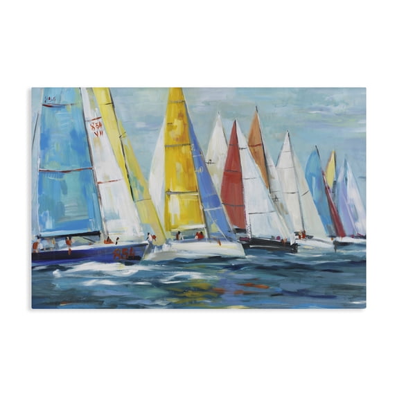 Stupell Industries Eclectic Colorful Sails Coastal Scene Canvas Art, 24 x 16, by Lorenzo Collective