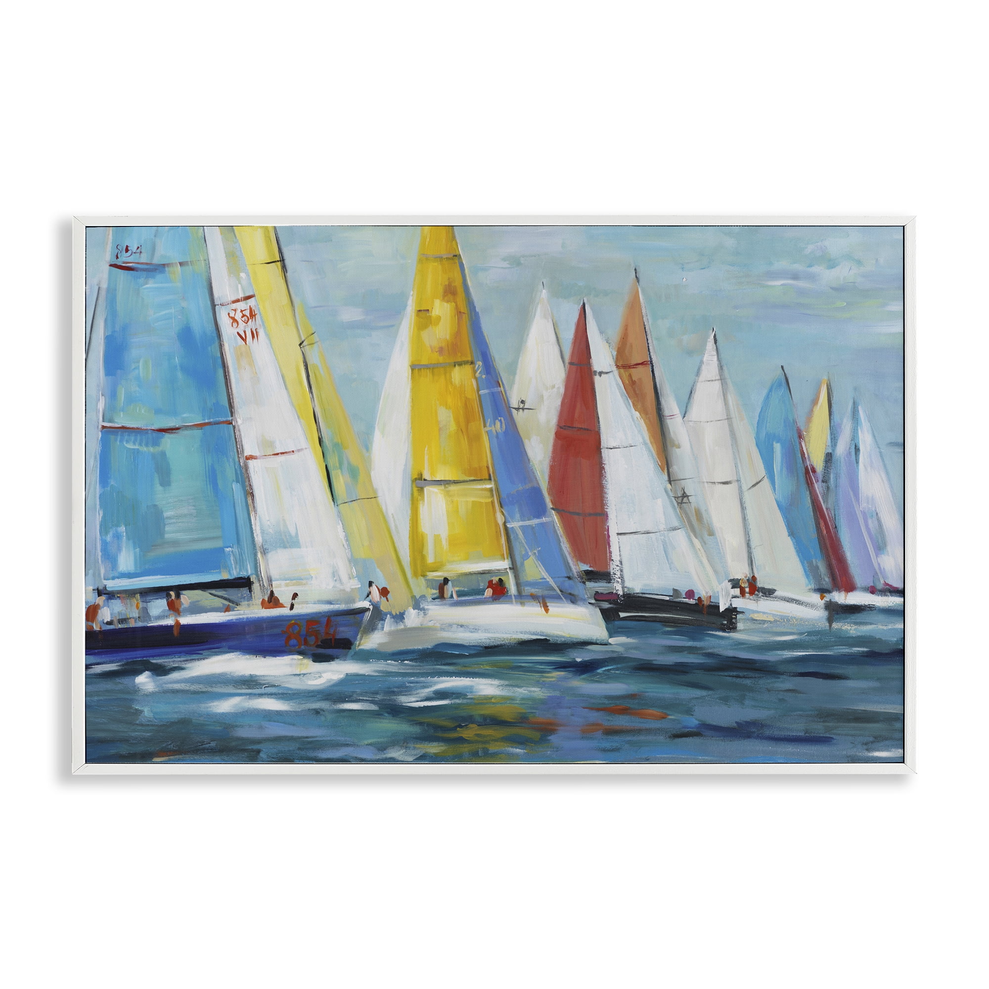 Stupell Industries Colorful Sails Coastal Scene White Framed Giclee Art, design by Lorenzo Collective