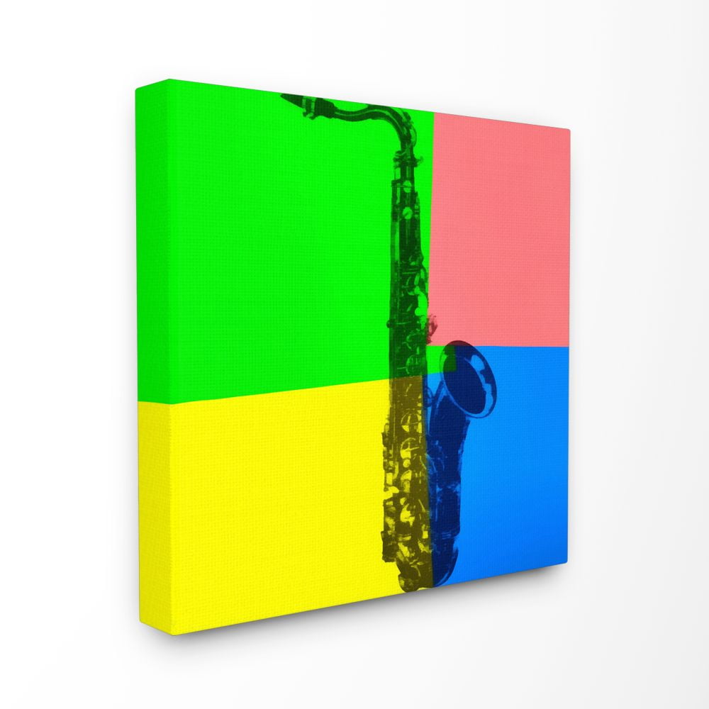 Colorful Saxophone Music Canvas Wall Art, 17 x 17 inches