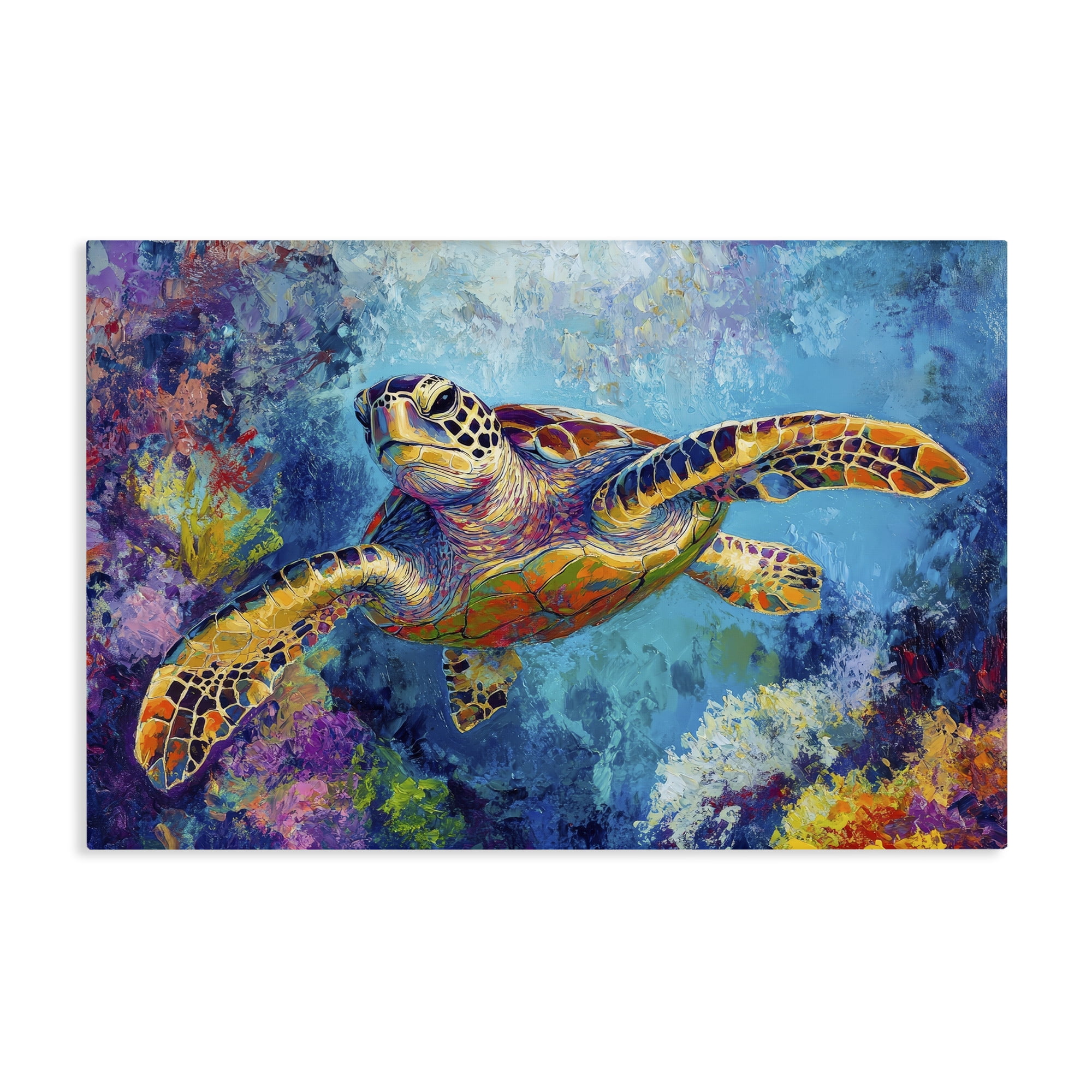Stupell Industries Colorful Sea Turtle over Coral Canvas Wall Art, design by Petal Prints Design