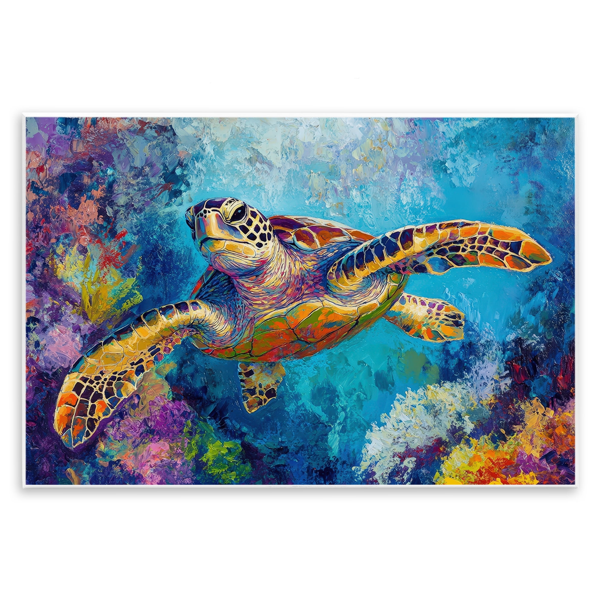 Stupell Industries Colorful Sea Turtle over Coral Wall Plaque Art, design by Petal Prints Design
