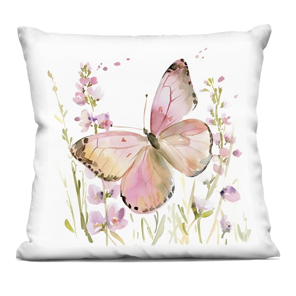 Stupell Industries Colorful Spring Butterfly Pink Decorative Printed Throw Pillow, design by Creative Studio, 18 x 7 x 18