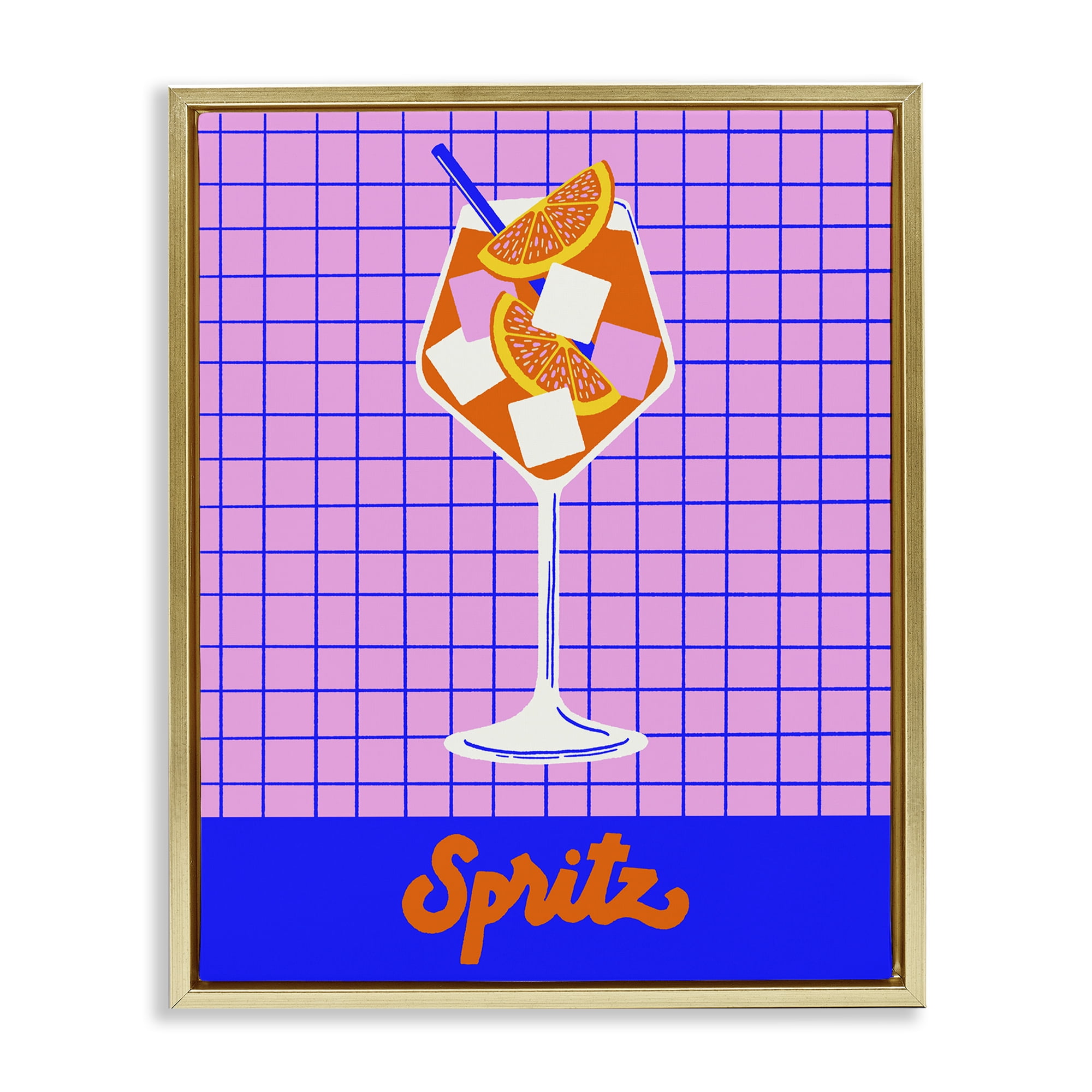 Stupell Industries Colorful Summer Spritz Drink Gold Framed Floater Canvas Wall Art, design by Indira Prieto | IndySign