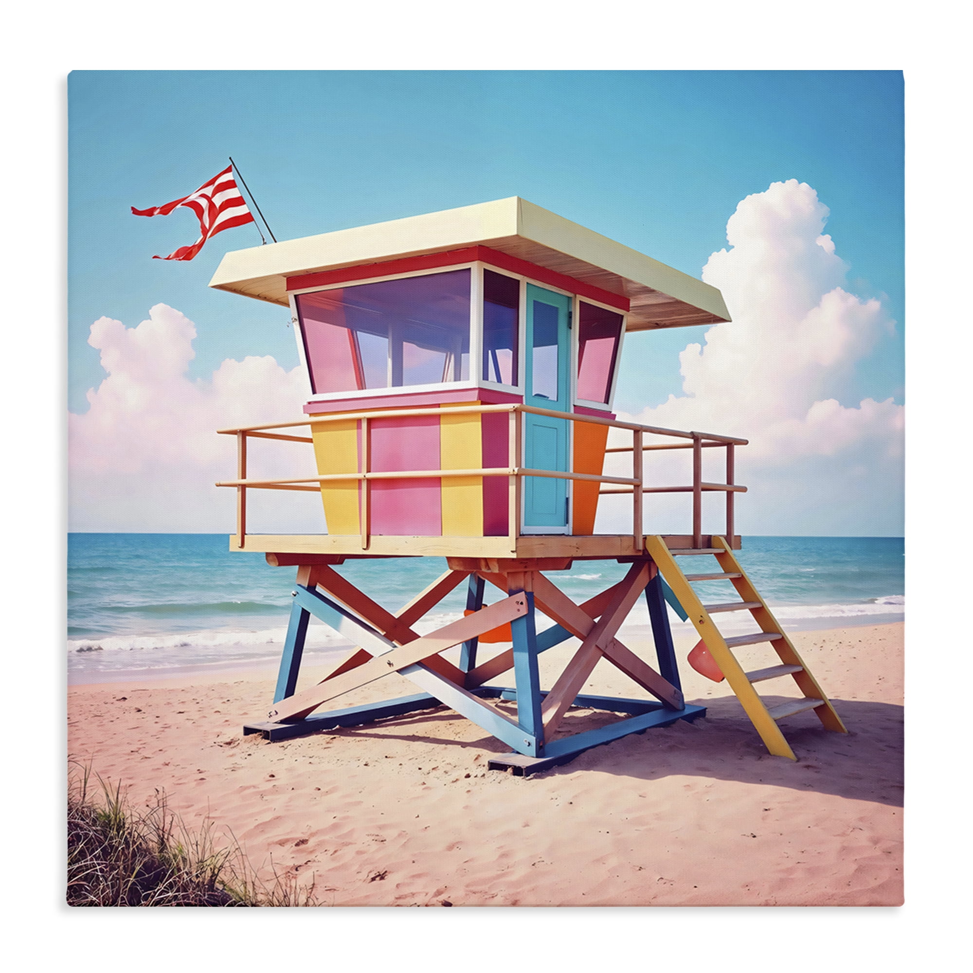 Stupell Industries Colorful Sunny Beach Tower Canvas Wall Art, design by Creative Studio