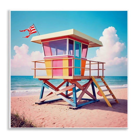 Stupell Industries Colorful Sunny Beach Tower Wall Plaque Art, design by Creative Studio
