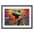 thumbnail image 1 of Stupell Industries Eclectic Colorful T-Rex with Splatter Black Framed Print Under Glass, 20 x 14, by Creative Studio, 1 of 8