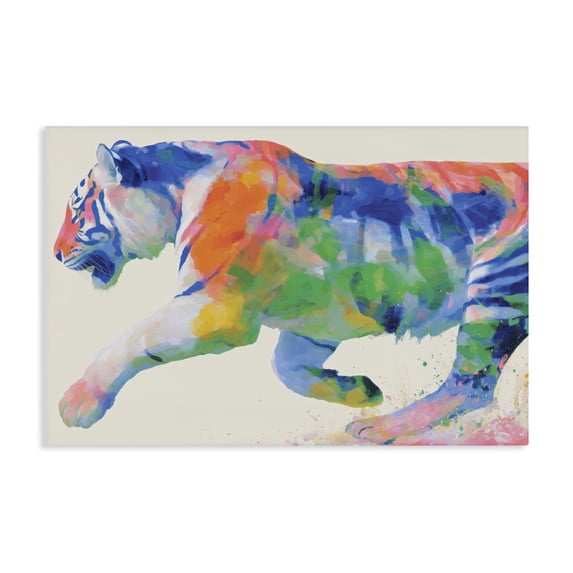 Stupell Industries Contemporary Colorful Tiger In Motion Canvas Art, 30 x 20, by Chromatic Storm Studio