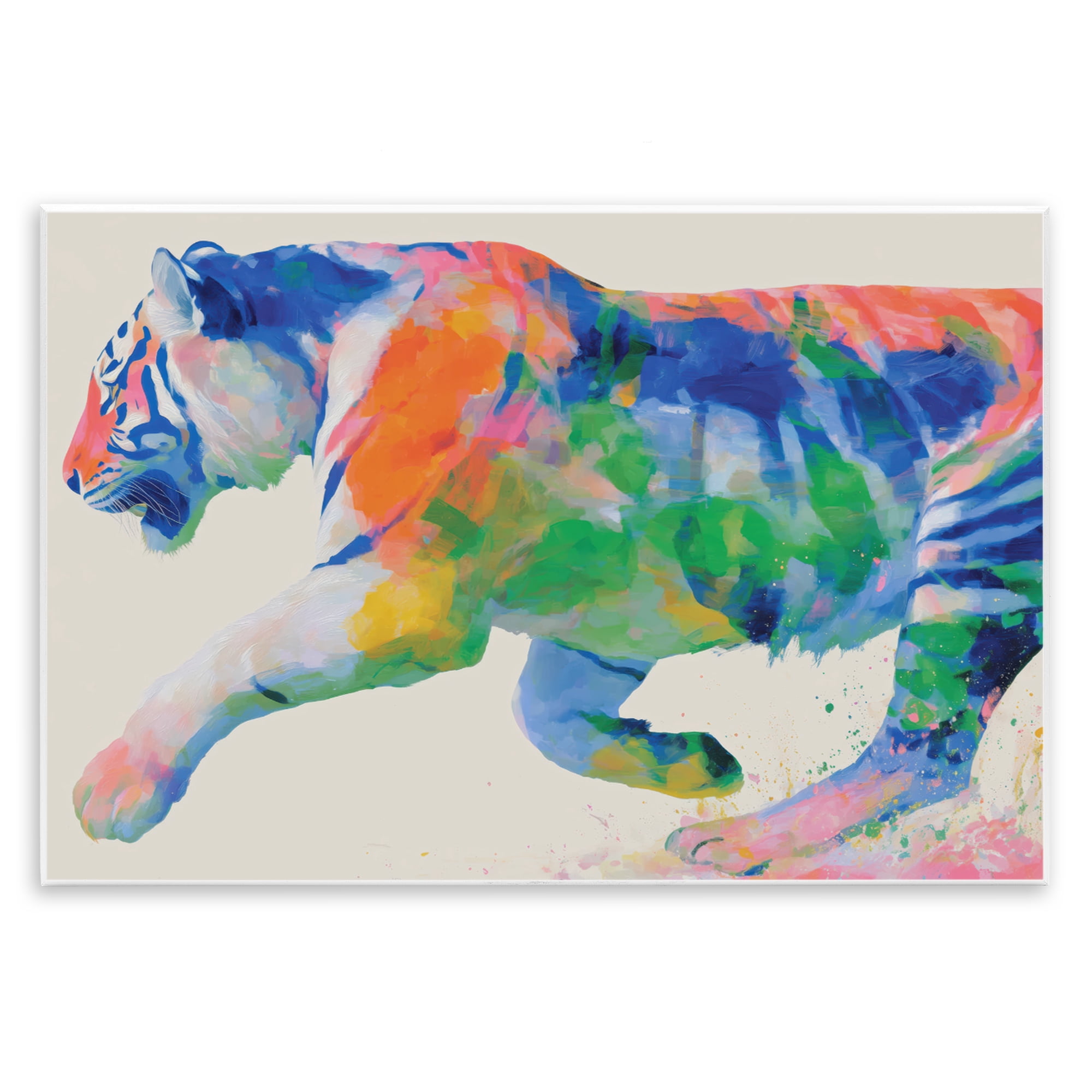 Stupell Industries Colorful Tiger In Motion Wall Plaque Art, design by Chromatic Storm Studio