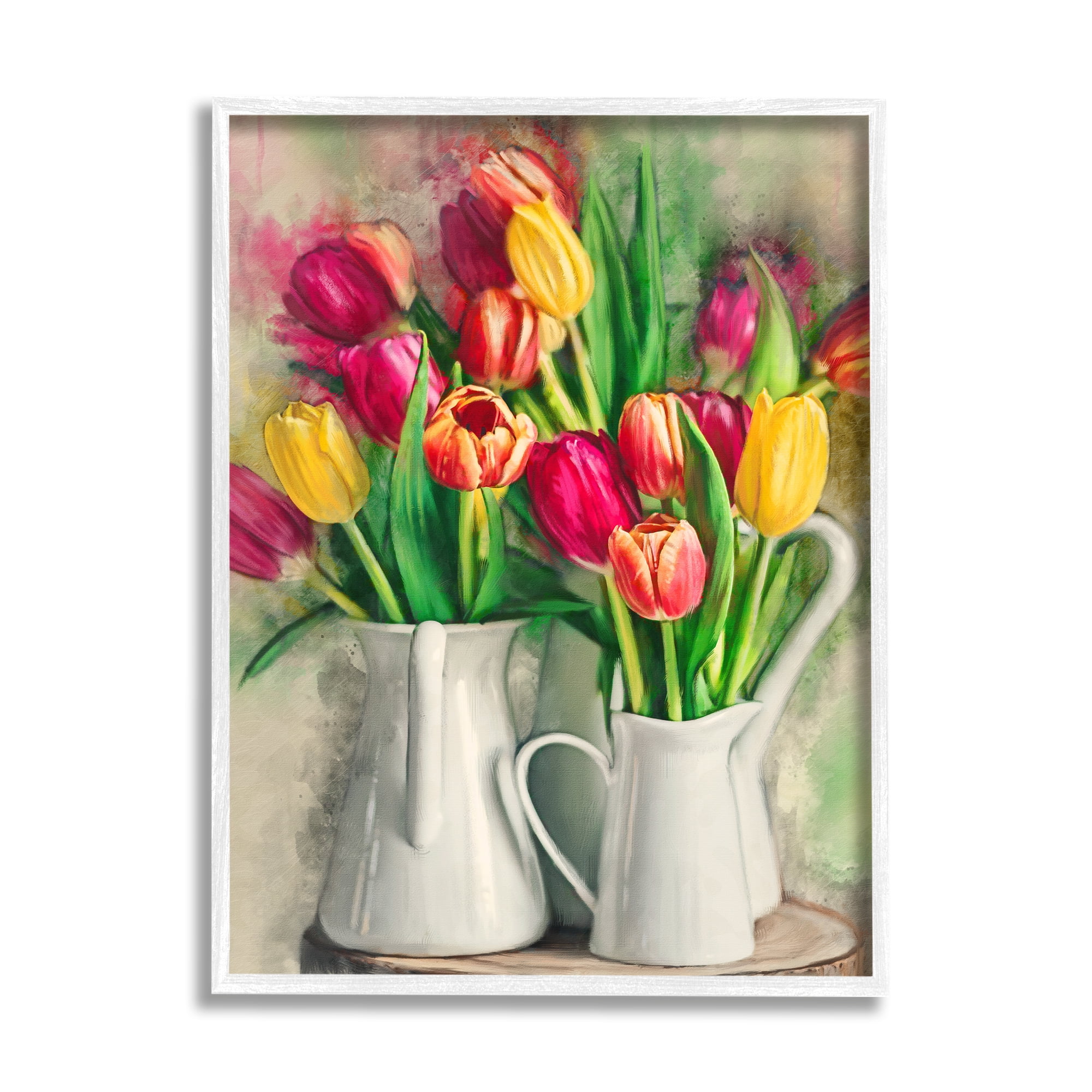 Stupell Industries Colorful Tulip Assortments in Farm Pitchers, 11 x 14,Design by Ziwei Li