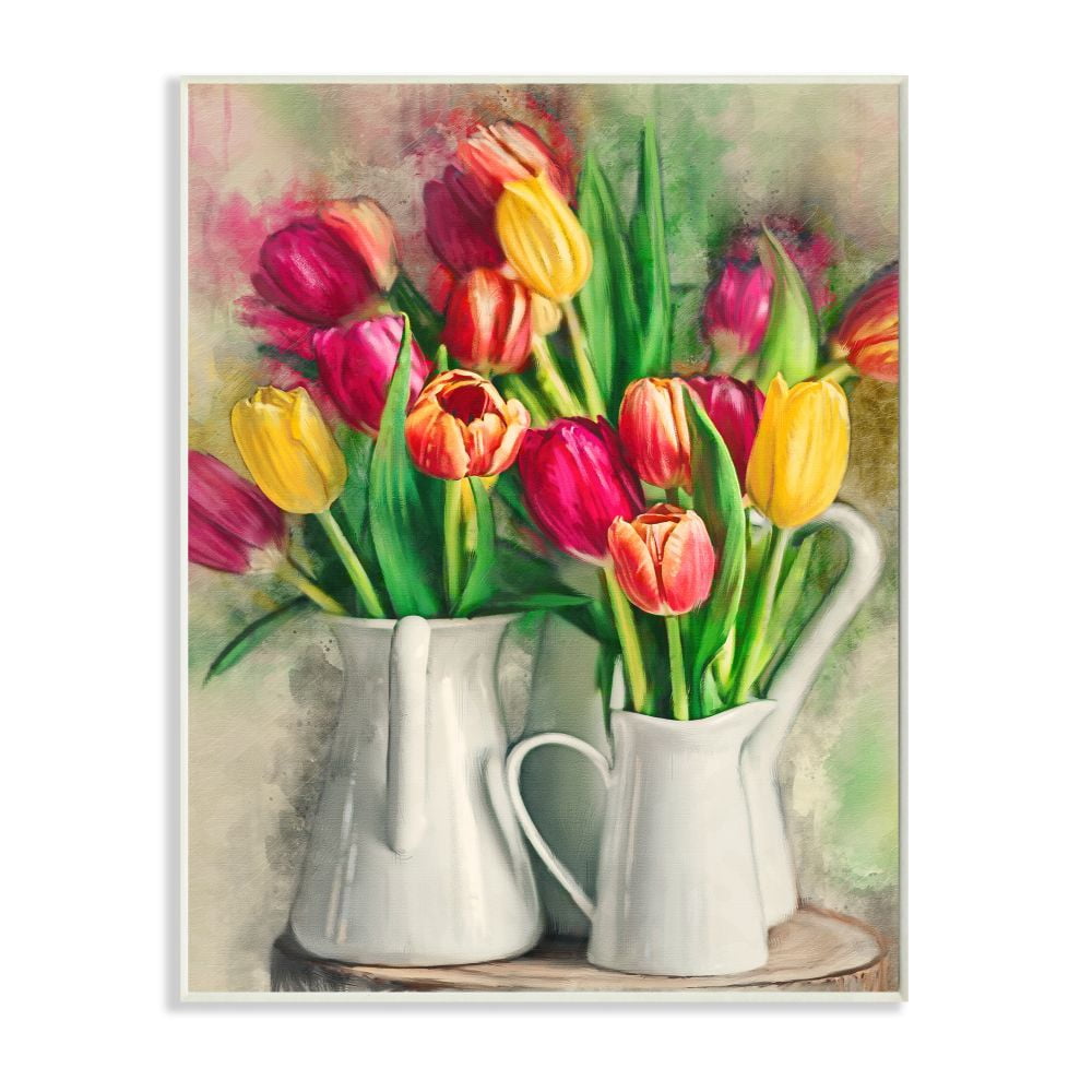 Stupell Industries Colorful Tulip Assortments in Farm Pitchers Designed by Ziwei Li