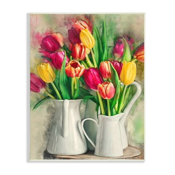 Stupell Industries Colorful Tulip Assortments in Farm Pitchers Designed by Ziwei Li