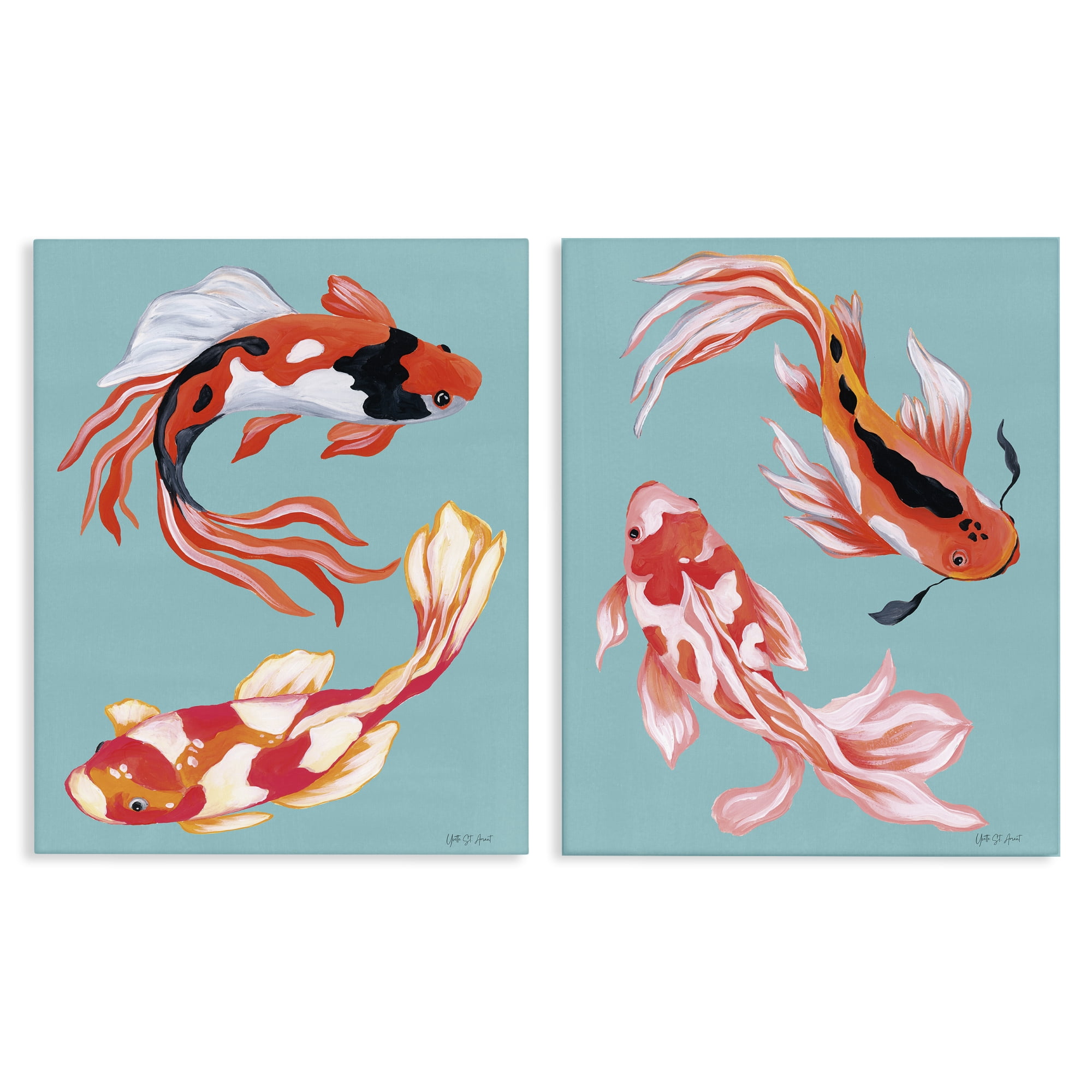 Stupell Industries Colorful Twin Koi 2 Piece Canvas Wall Art Set, design by Yvette St. Amant