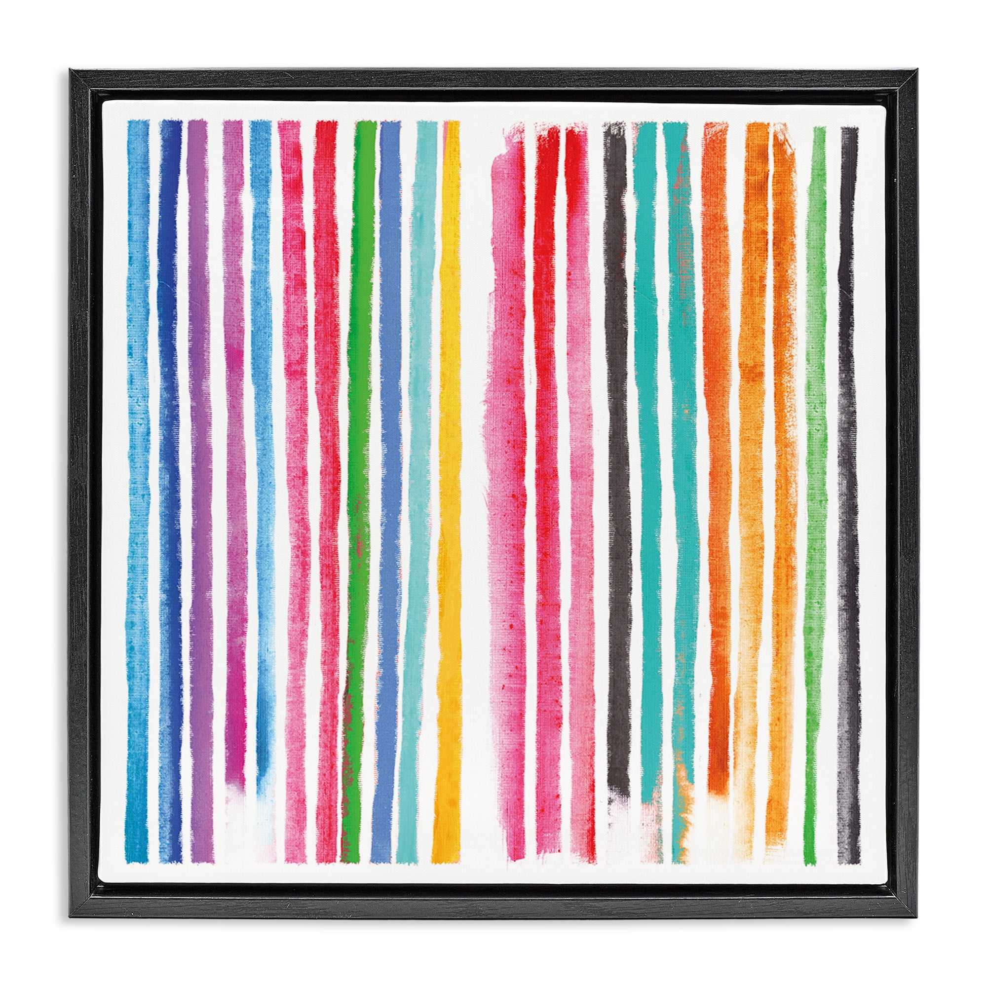 Stupell Industries Colorful Vertical Stripes Black Framed Floater Canvas Wall Art, design by Amber Sterling
