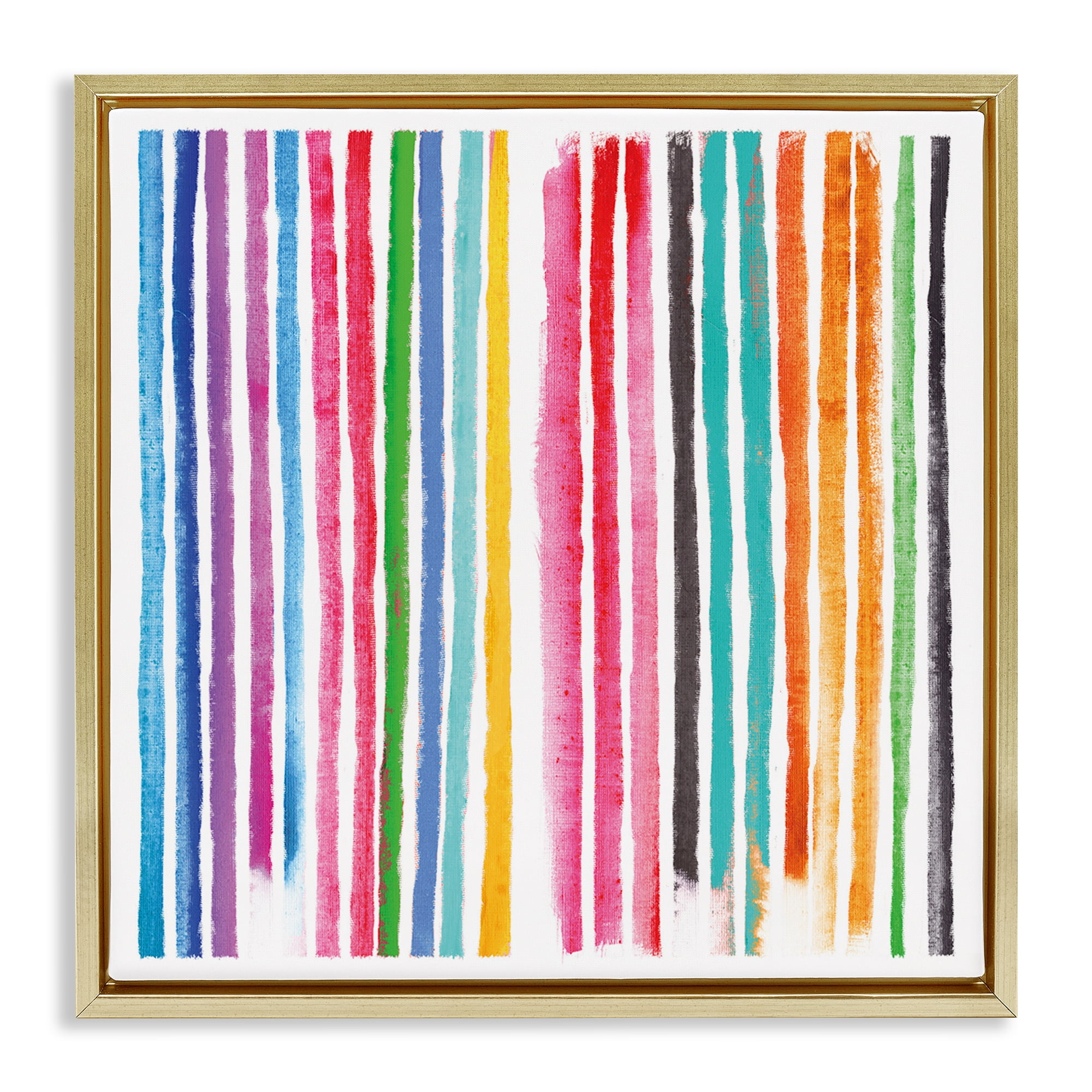 Stupell Industries Colorful Vertical Stripes Gold Framed Floater Canvas Wall Art, design by Amber Sterling