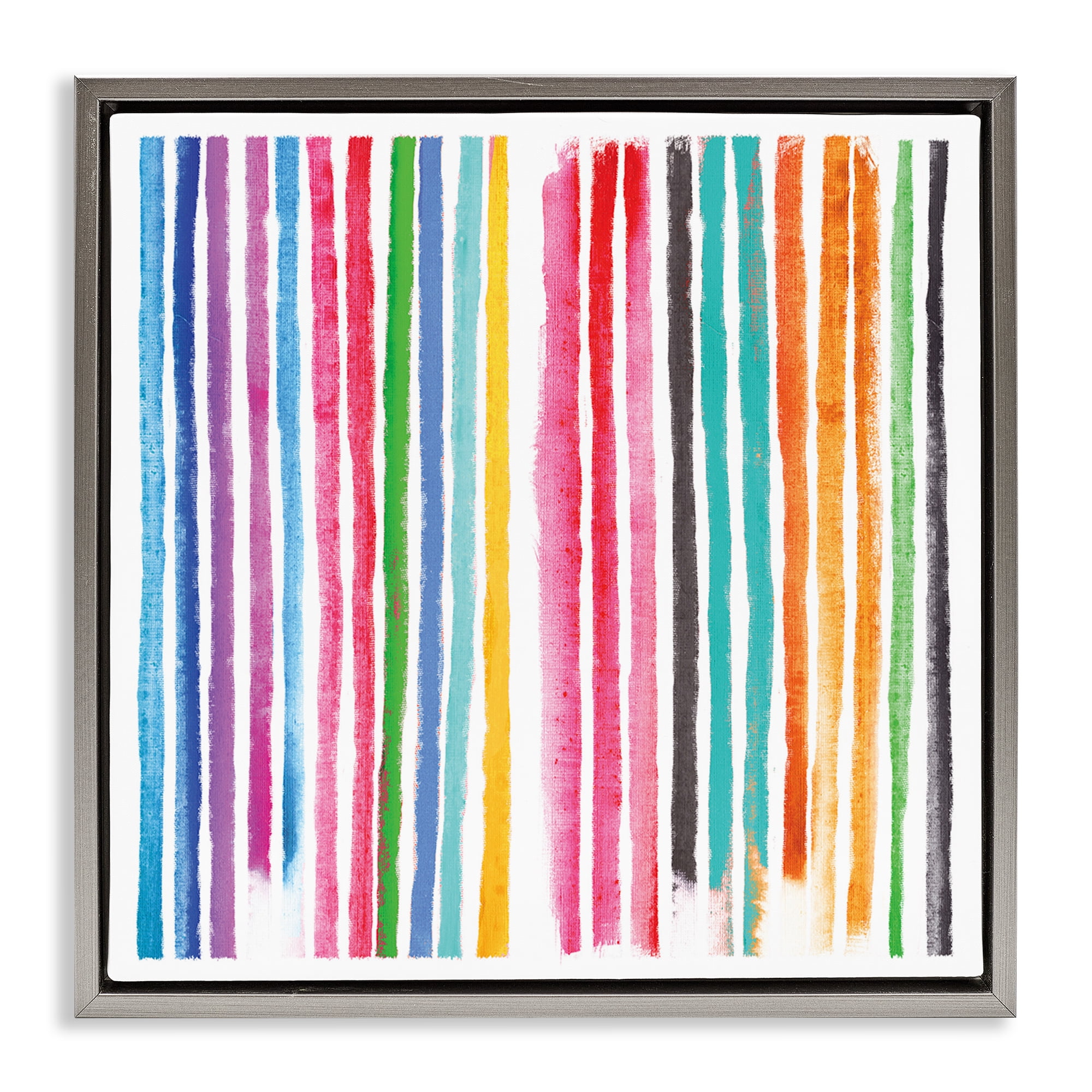 Stupell Industries Colorful Vertical Stripes Gray Framed Floater Canvas Wall Art, design by Amber Sterling