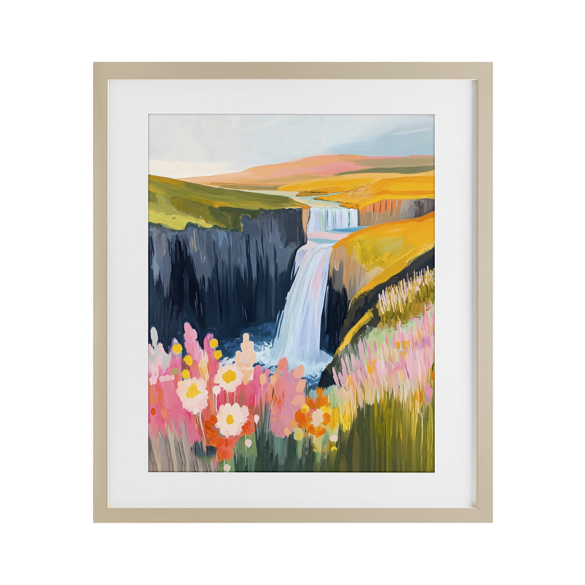 Stupell Industries Colorful Waterfall in Valley Birch Framed Print Under Glass, design by The Prints Vibe