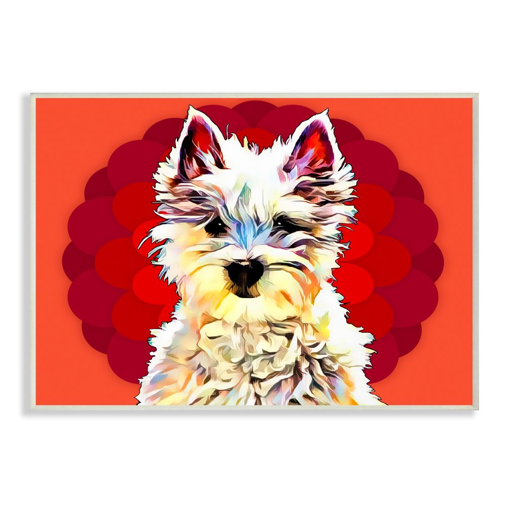 Stupell Industries Colorful Westie Dog over Pattern Pop Art Pet Graphic Art Unframed Art Print Wall Art, 13x19, by Kim Curinga