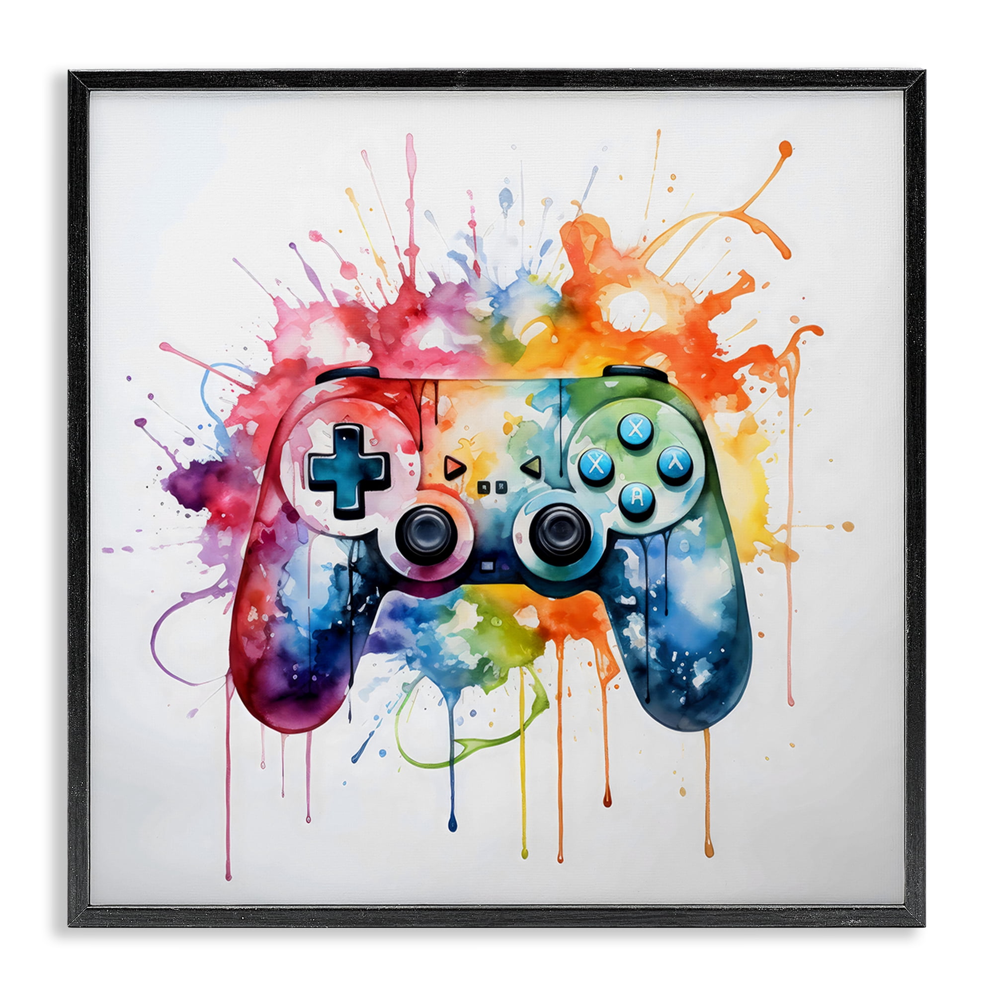 Stupell Industries Colors of Gaming Splatter Black Framed Giclee Art, design by Creative Studio