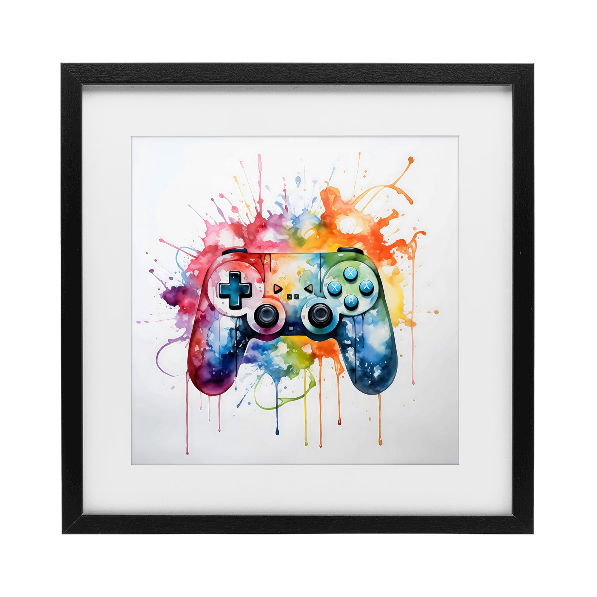 Stupell Industries Colors of Gaming Splatter Black Framed Print Under Glass, design by Creative Studio